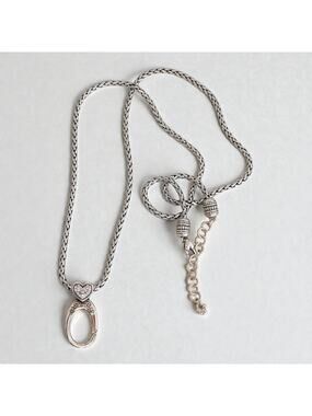 Brighton ABC Reversible Charm Holder Necklace Crystal Heart Clasp Long Retired